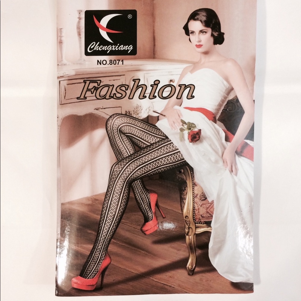 Sexy black vertical pattern mesh tights pantyhose